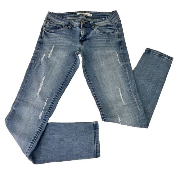 Life In Progress Jeans Womens 27 Blue Skinny Distressed Medium Wash Stretch - Picture 1 of 12